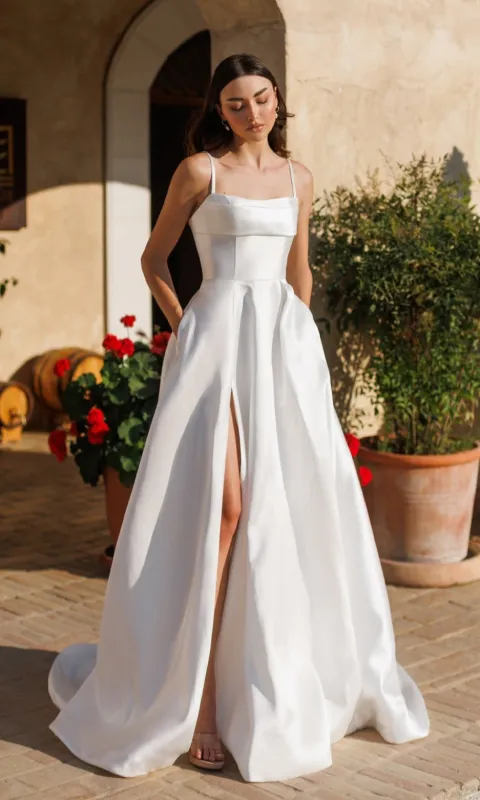 Classic Long White Formal Dress: Tina Holly TE305 sold by PromGirl