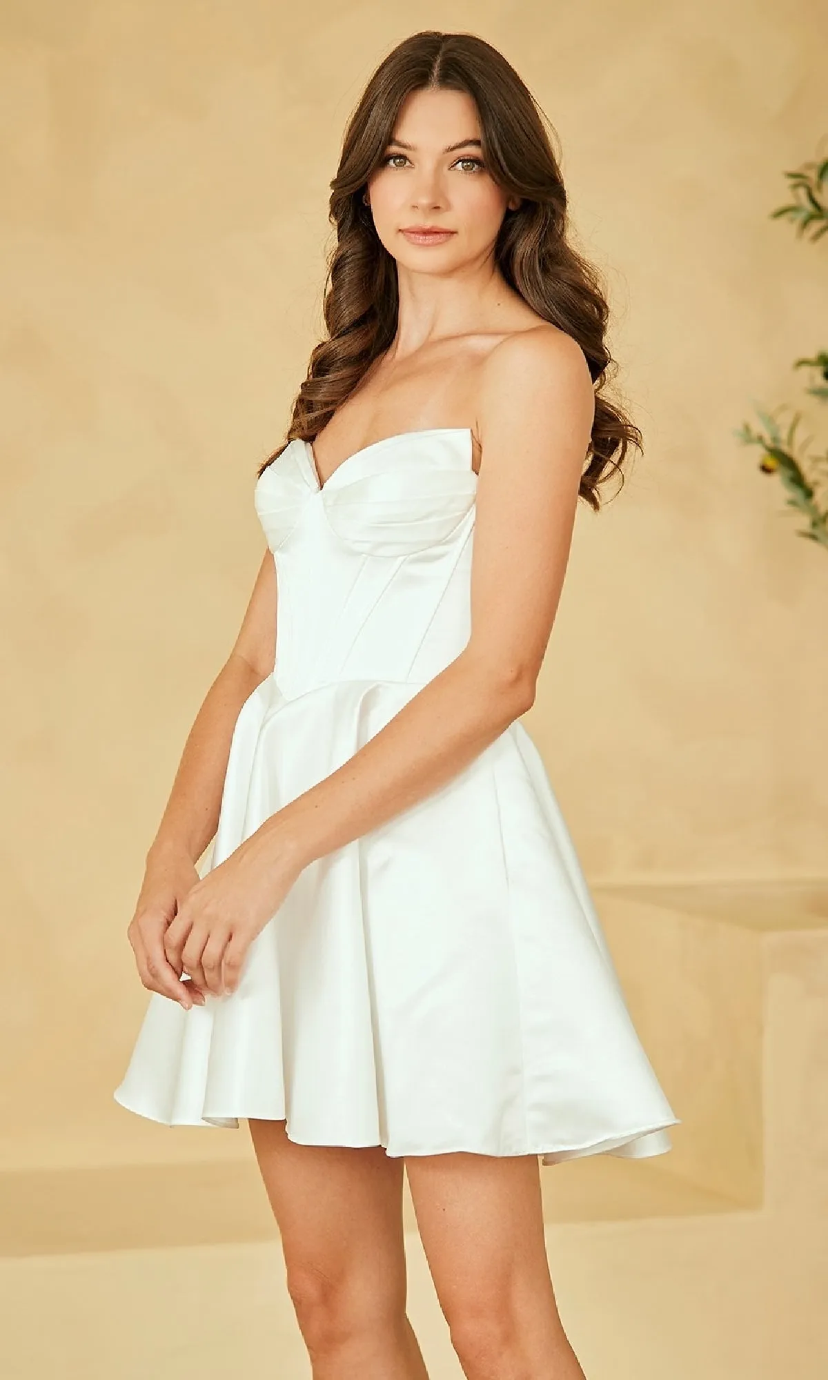 Strapless White Party Dress: Amelia Couture 5082S sold by PromGirl product image thumbnail 3
