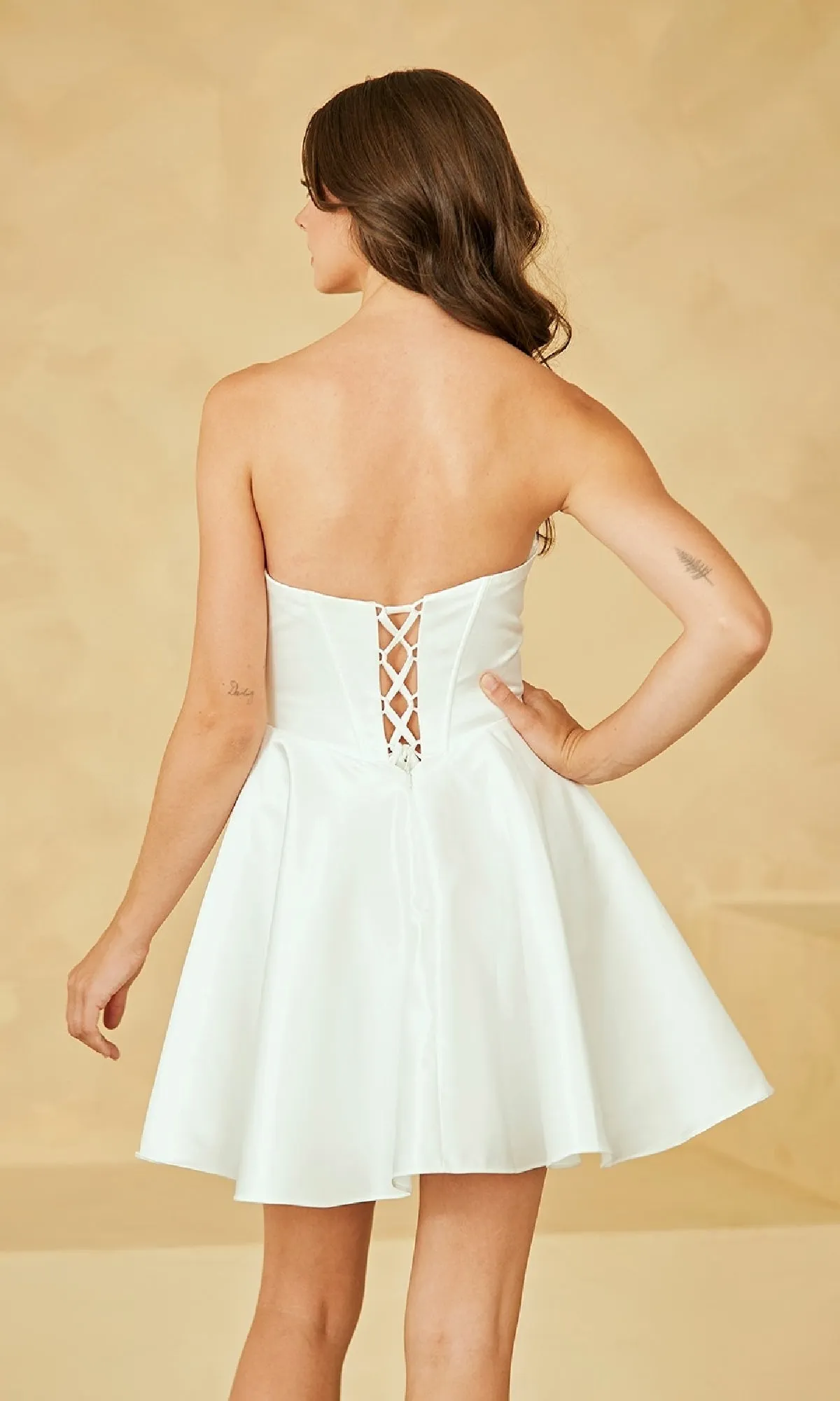 Strapless White Party Dress: Amelia Couture 5082S sold by PromGirl product image thumbnail 4