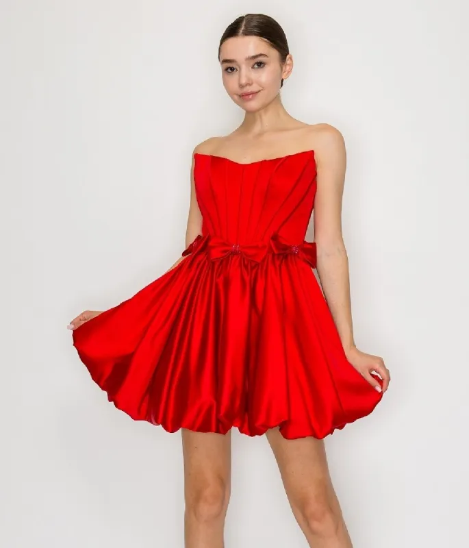 Strapless Short Bubble Party Dress: Poly USA 9950 sold by PromGirl