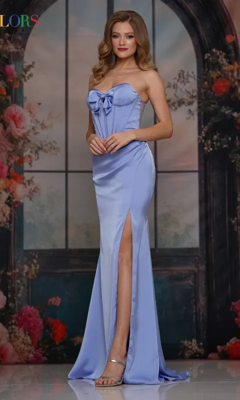Strapless Tight Satin Prom Dress: Colors Dress 3710 sold by PromGirl