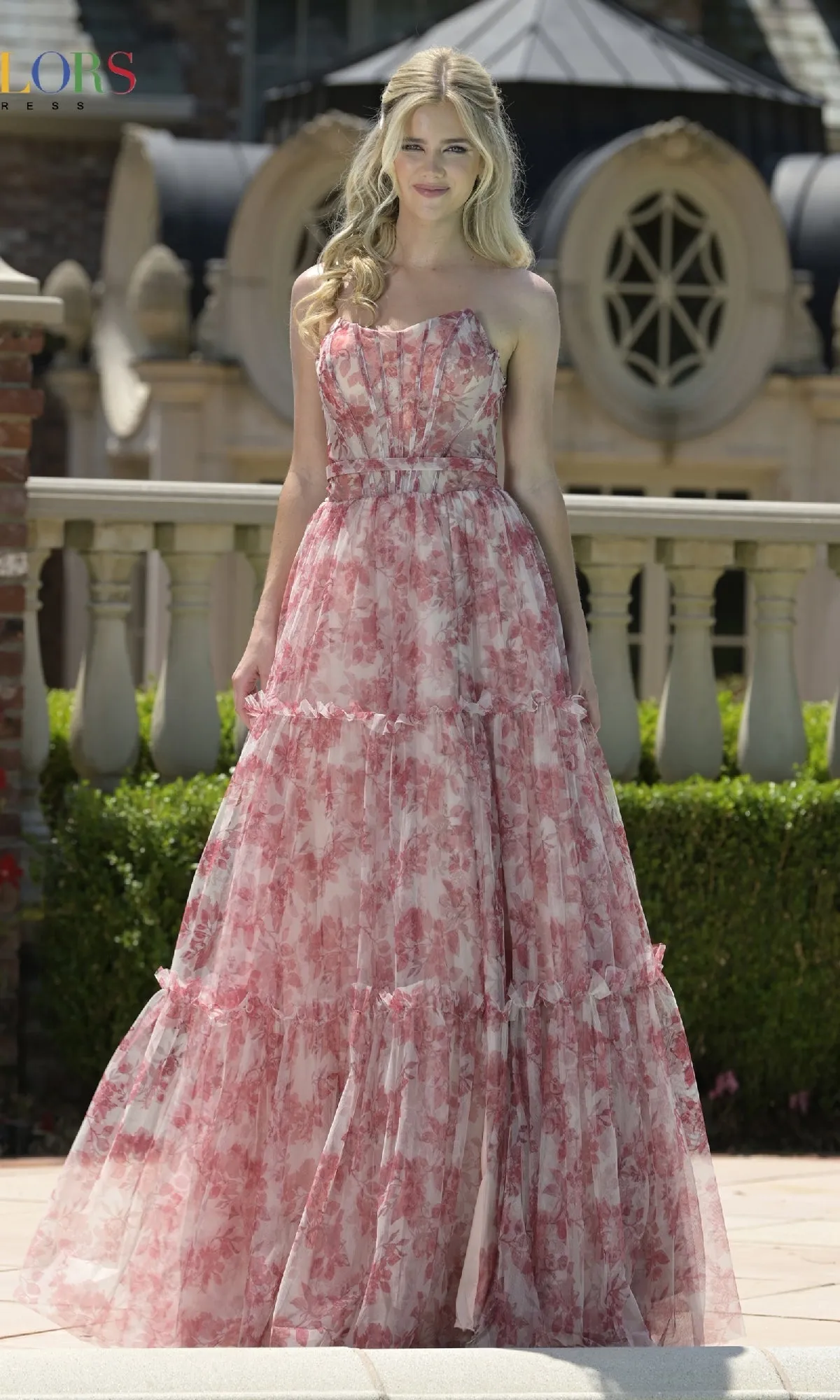 Strapless Long Print Prom Dress: Colors Dress 3810 sold by PromGirl product image thumbnail 3