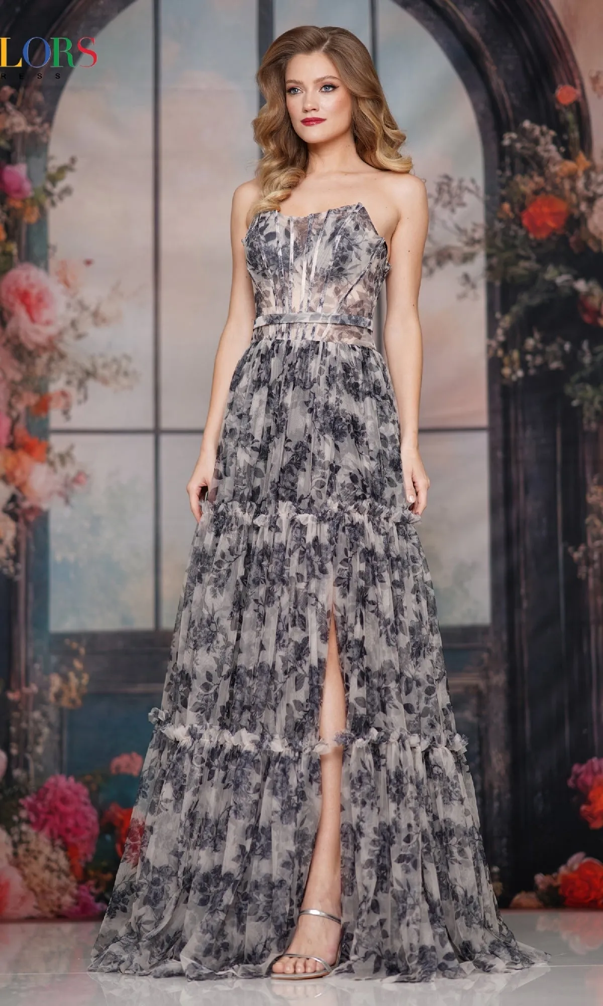 Strapless Long Print Prom Dress: Colors Dress 3810 sold by PromGirl product image thumbnail 4