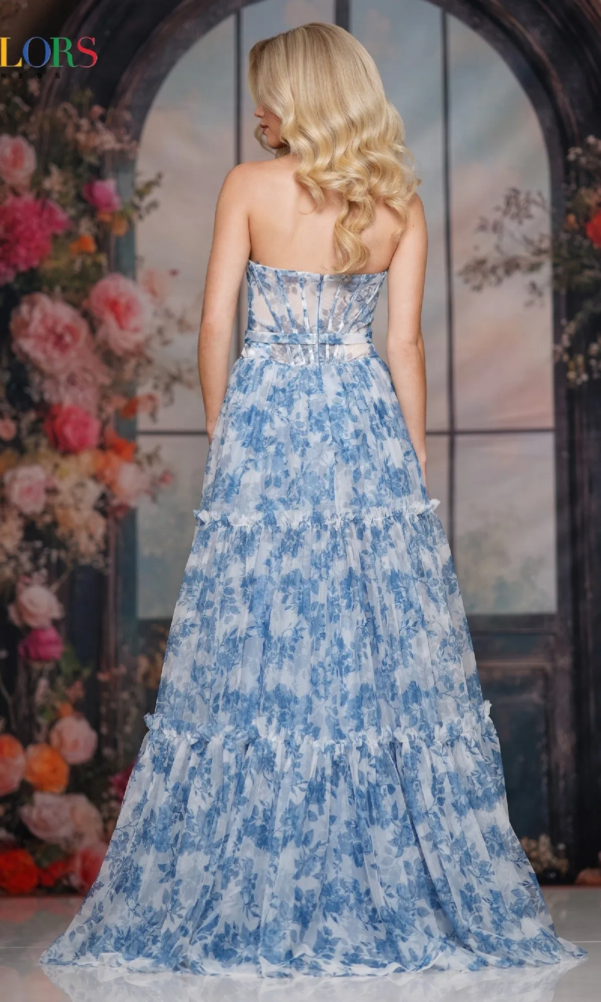 Strapless Long Print Prom Dress: Colors Dress 3810 sold by PromGirl product image thumbnail 2