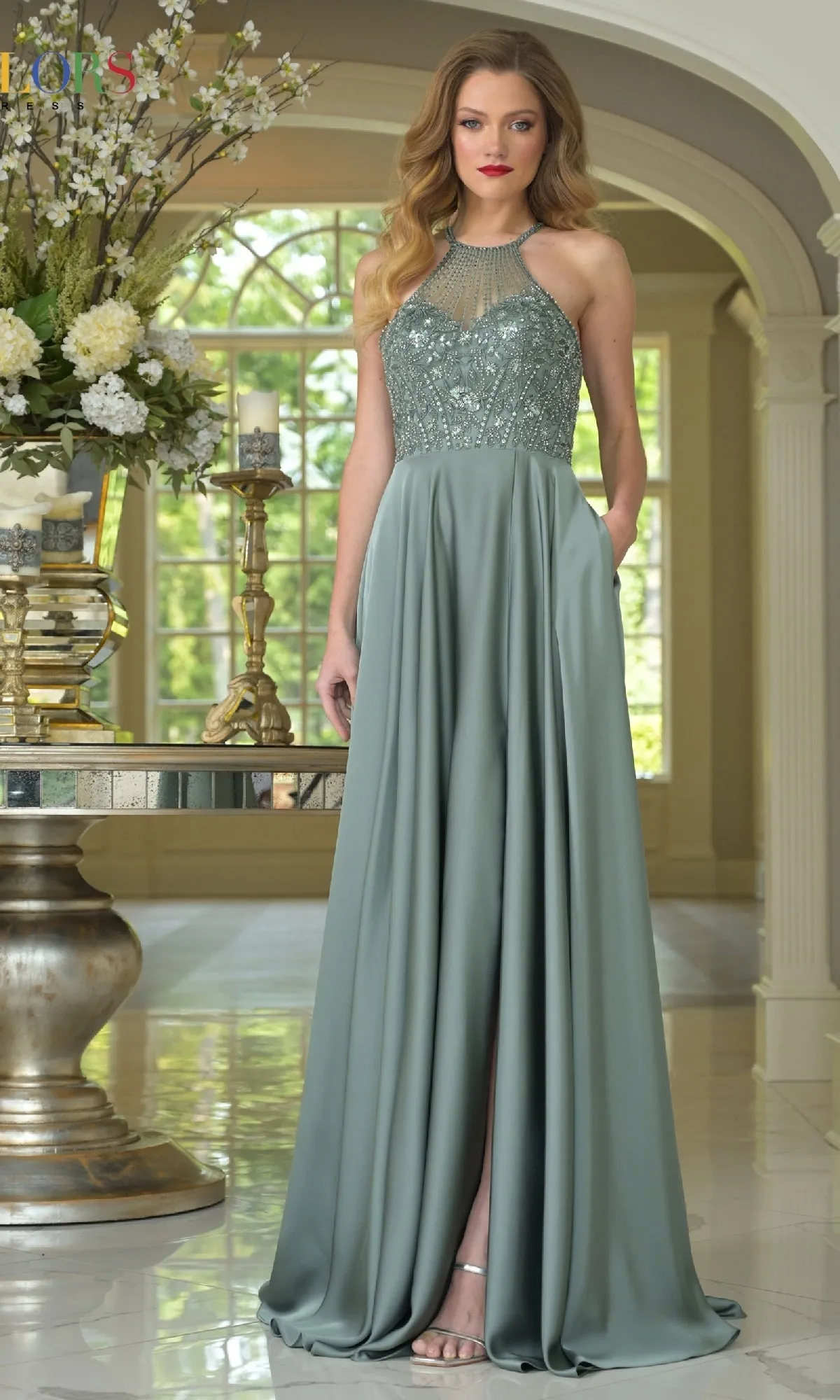 High-Neck Halter Prom Gown: Colors Dress 3822 sold by PromGirl product image thumbnail 5
