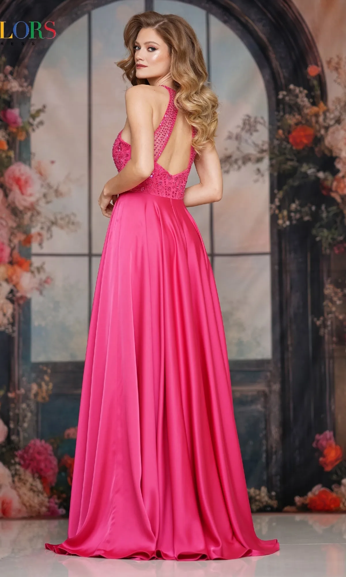 High-Neck Halter Prom Gown: Colors Dress 3822 sold by PromGirl product image thumbnail 2