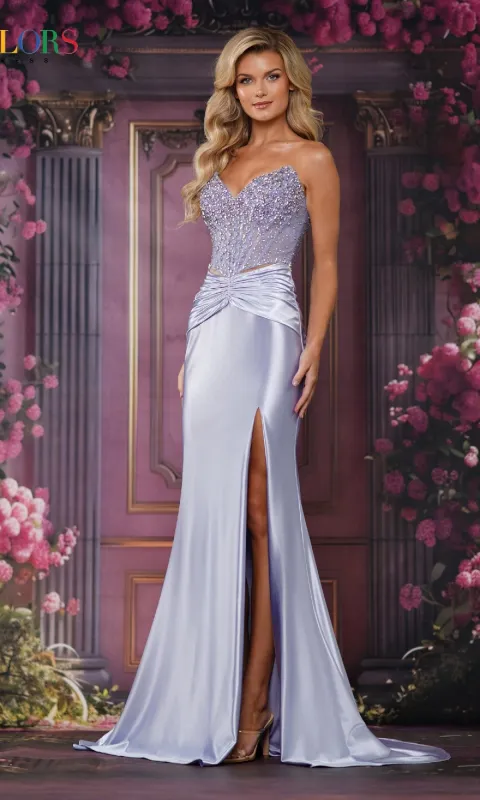 Beaded-Bodice Long Prom Gown: Colors Dress 3828 sold by PromGirl