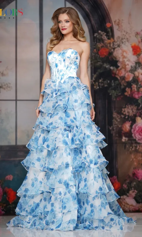 Strapless Long Ruffle Prom Gown: Colors Dress 3836 sold by PromGirl