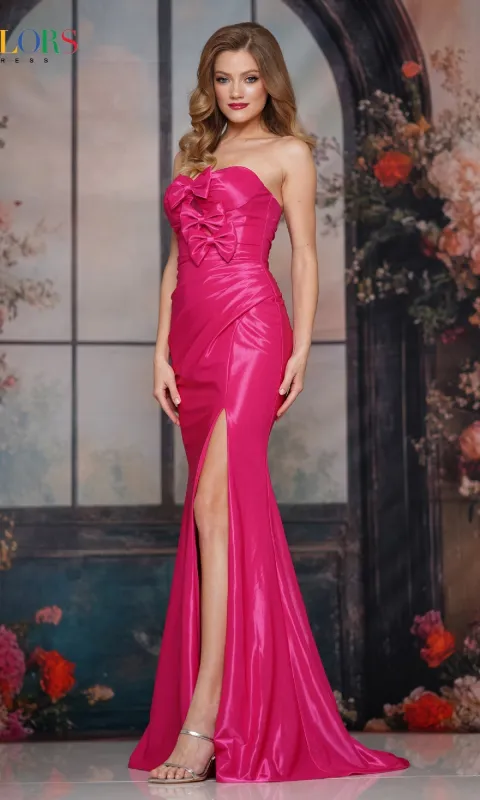 Bow-Front Strapless Prom Gown: Colors Dress 3840 sold by PromGirl