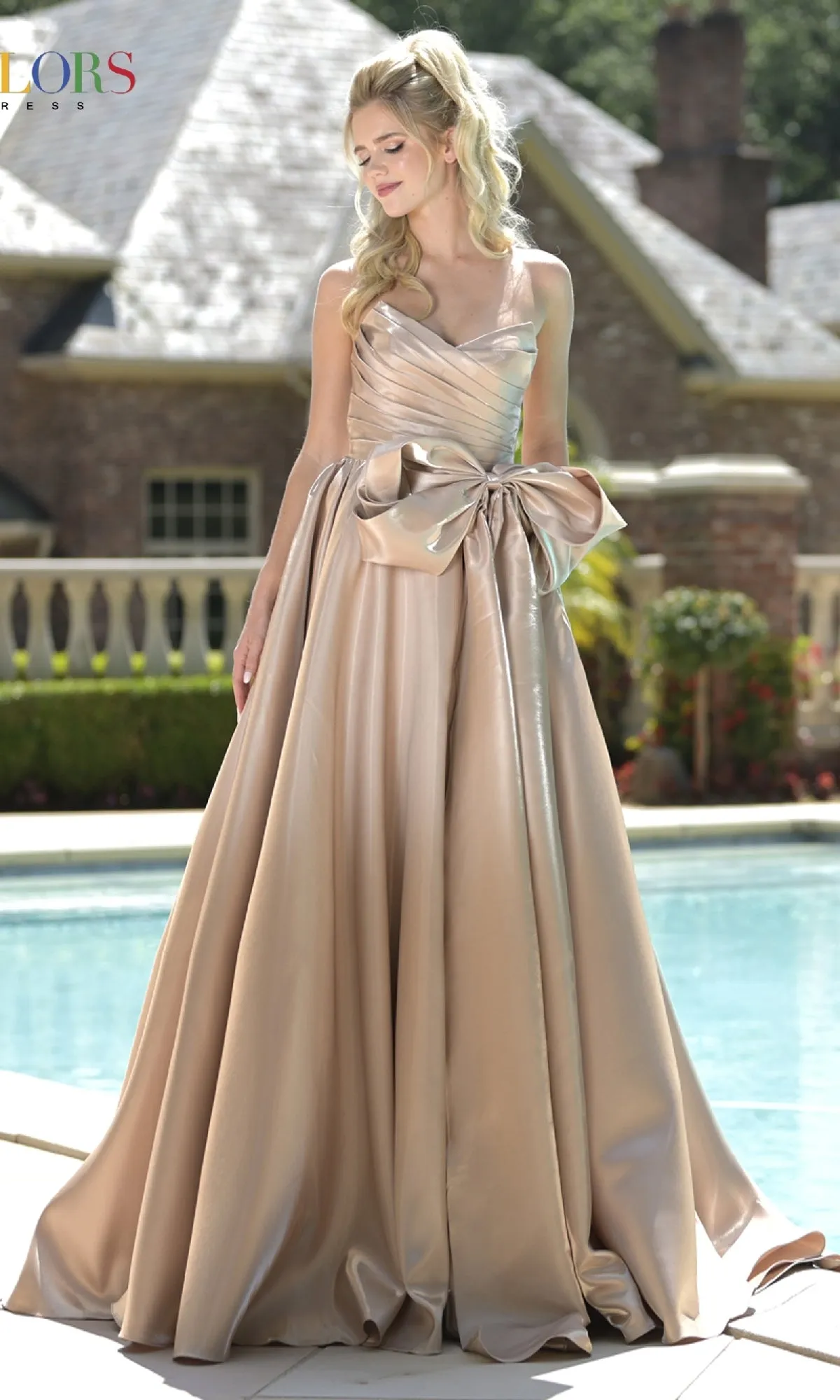 Lace-Up Strapless Prom Ball Gown: Colors Dress 3860 sold by PromGirl product image thumbnail 4