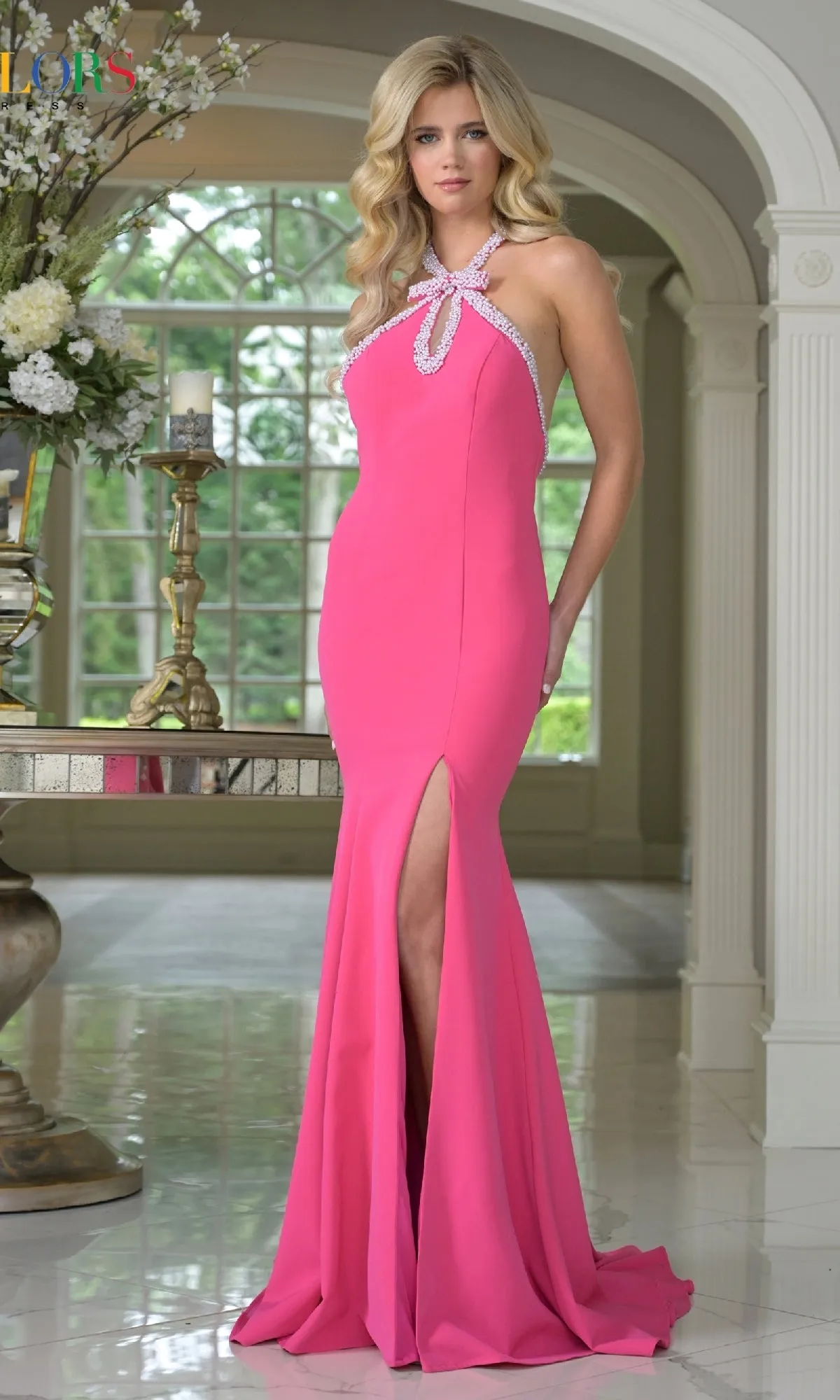 Bead-Trimmed Halter Prom Gown: Colors Dress 3718 sold by PromGirl product image thumbnail 4