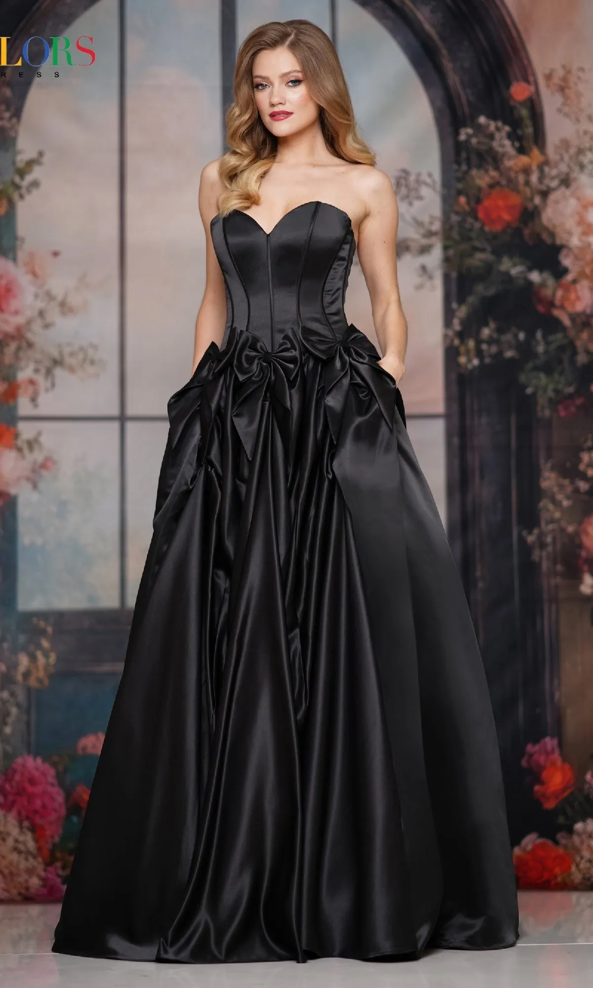 Bow-Front Long Prom Ball Gown: Colors Dress 3739 sold by PromGirl product image thumbnail 5
