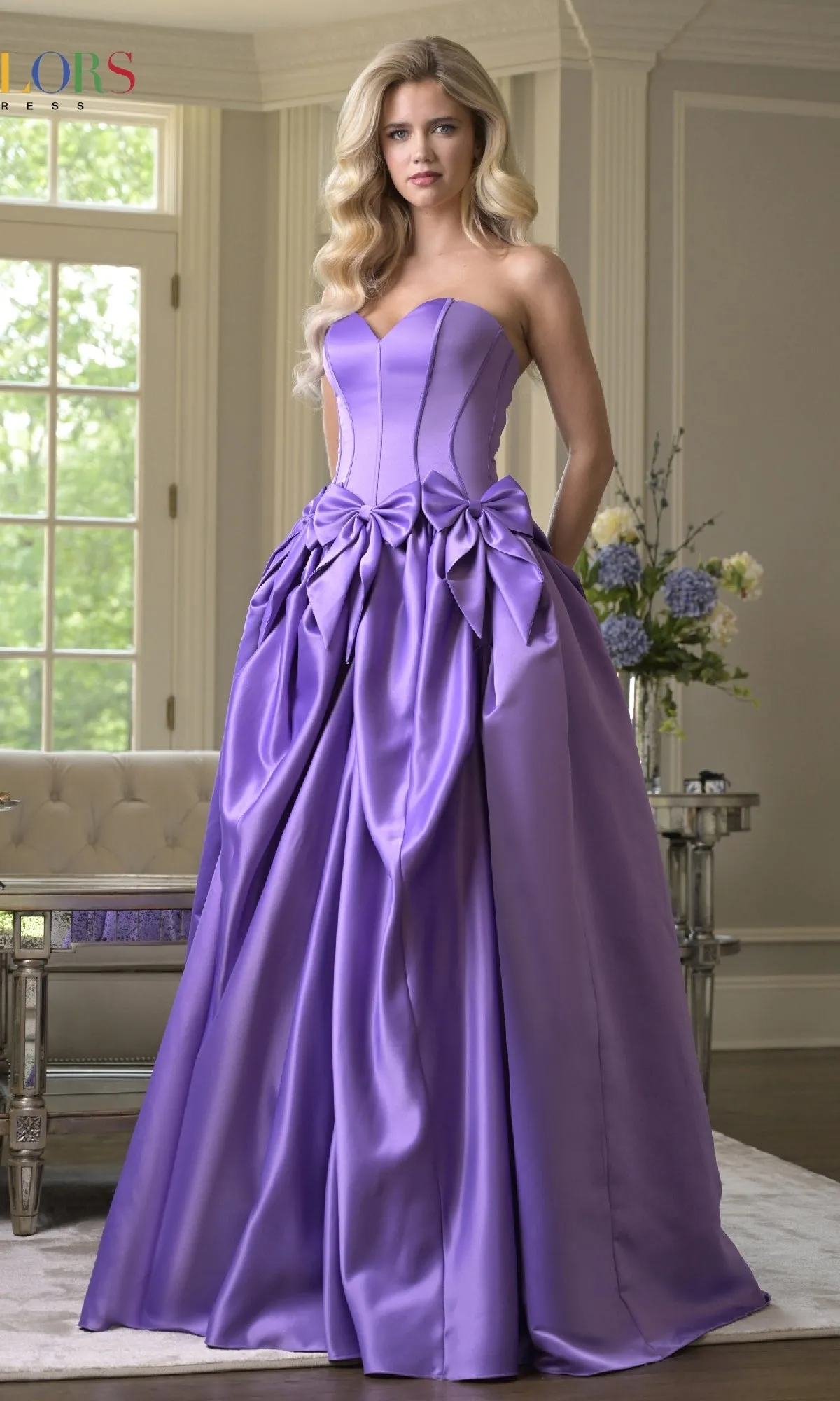Bow-Front Long Prom Ball Gown: Colors Dress 3739 sold by PromGirl product image thumbnail 4