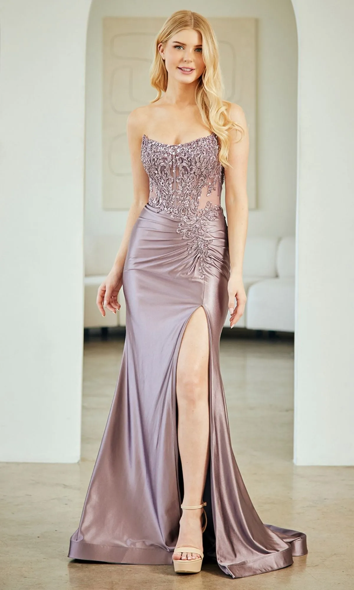 Sheer-Corset Long Prom Gown: Amelia Couture 8059 sold by PromGirl product image thumbnail 3