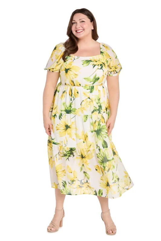 Plus-Size Yellow Party Dress: R&M Richards 6672W sold by PromGirl