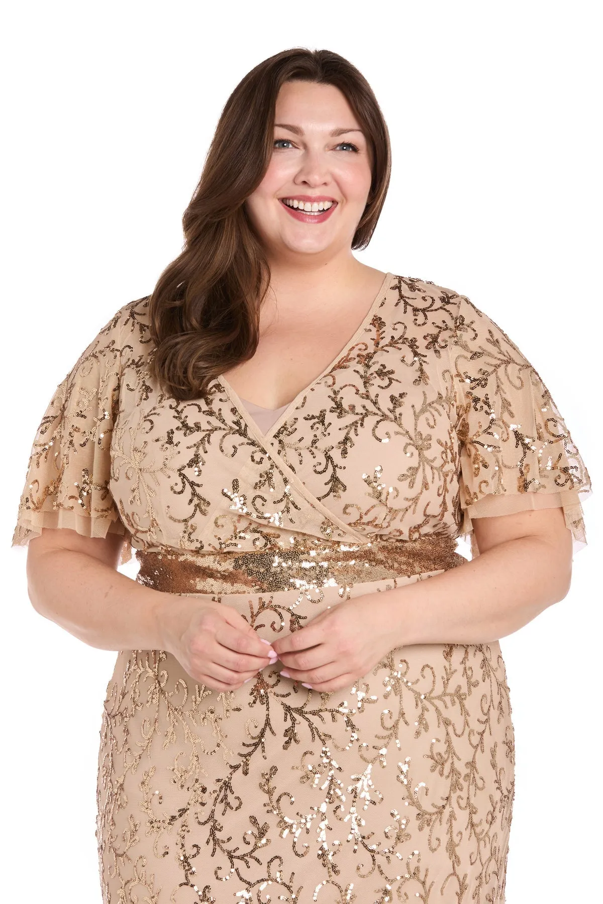 Plus-Size Gold Formal Dress: R&M Richards 3425W sold by PromGirl product image thumbnail 3