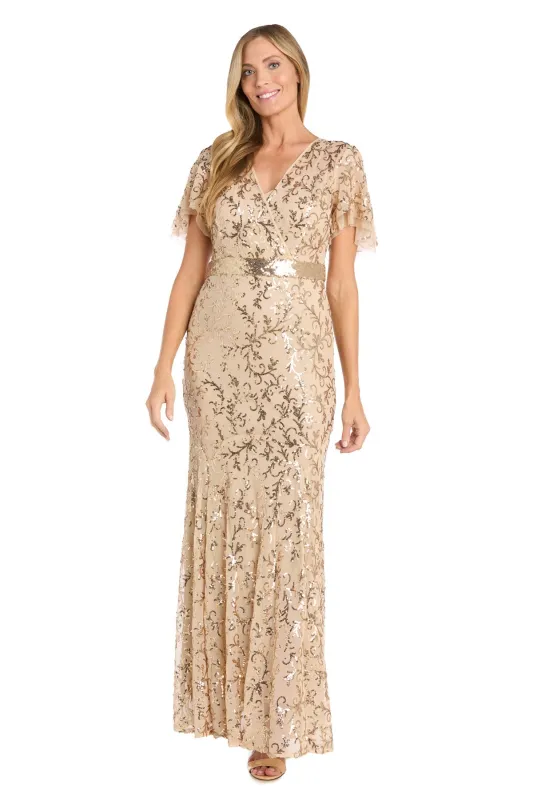 Long Gold Sequin Formal Dress: R&M Richards 3425 sold by PromGirl