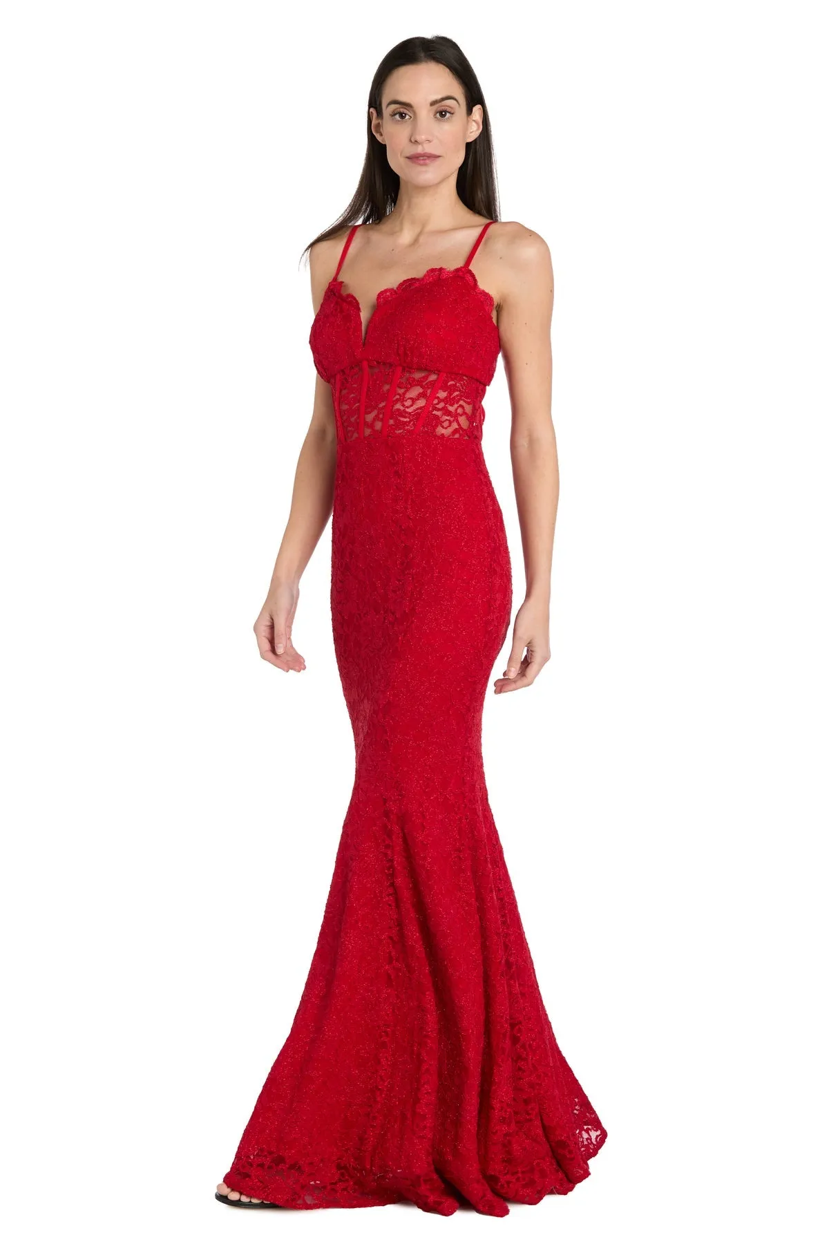 Long Red Lace Prom Dress: Morgan 19069 sold by PromGirl product image thumbnail 4