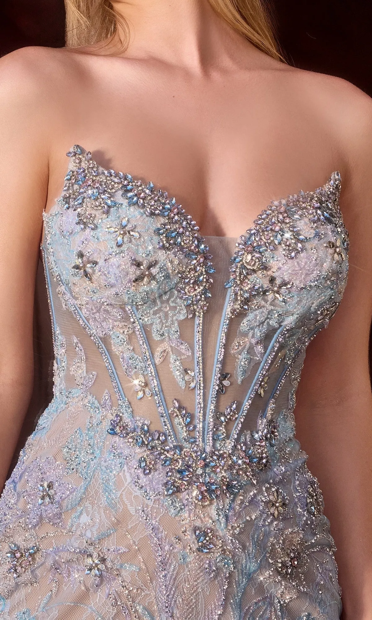 Strapless Long Beaded Prom Dress: Ladivine CD713 sold by PromGirl product image thumbnail 2