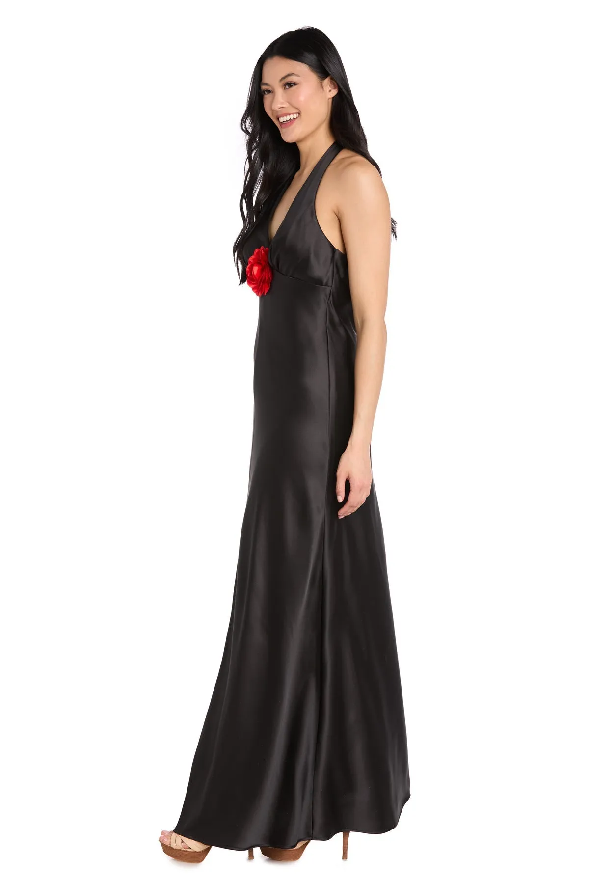 Black Satin Halter Formal Dress: R&M Richards 3773 sold by PromGirl product image thumbnail 4