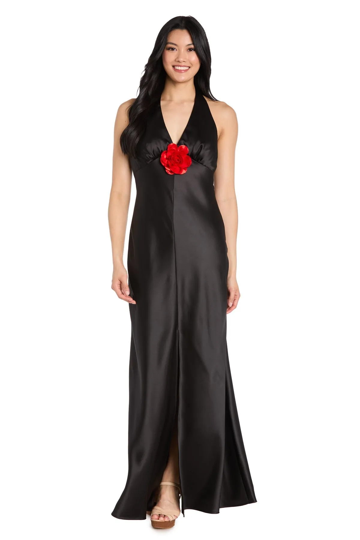 Black Satin Halter Formal Dress: R&M Richards 3773 sold by PromGirl product image thumbnail 5