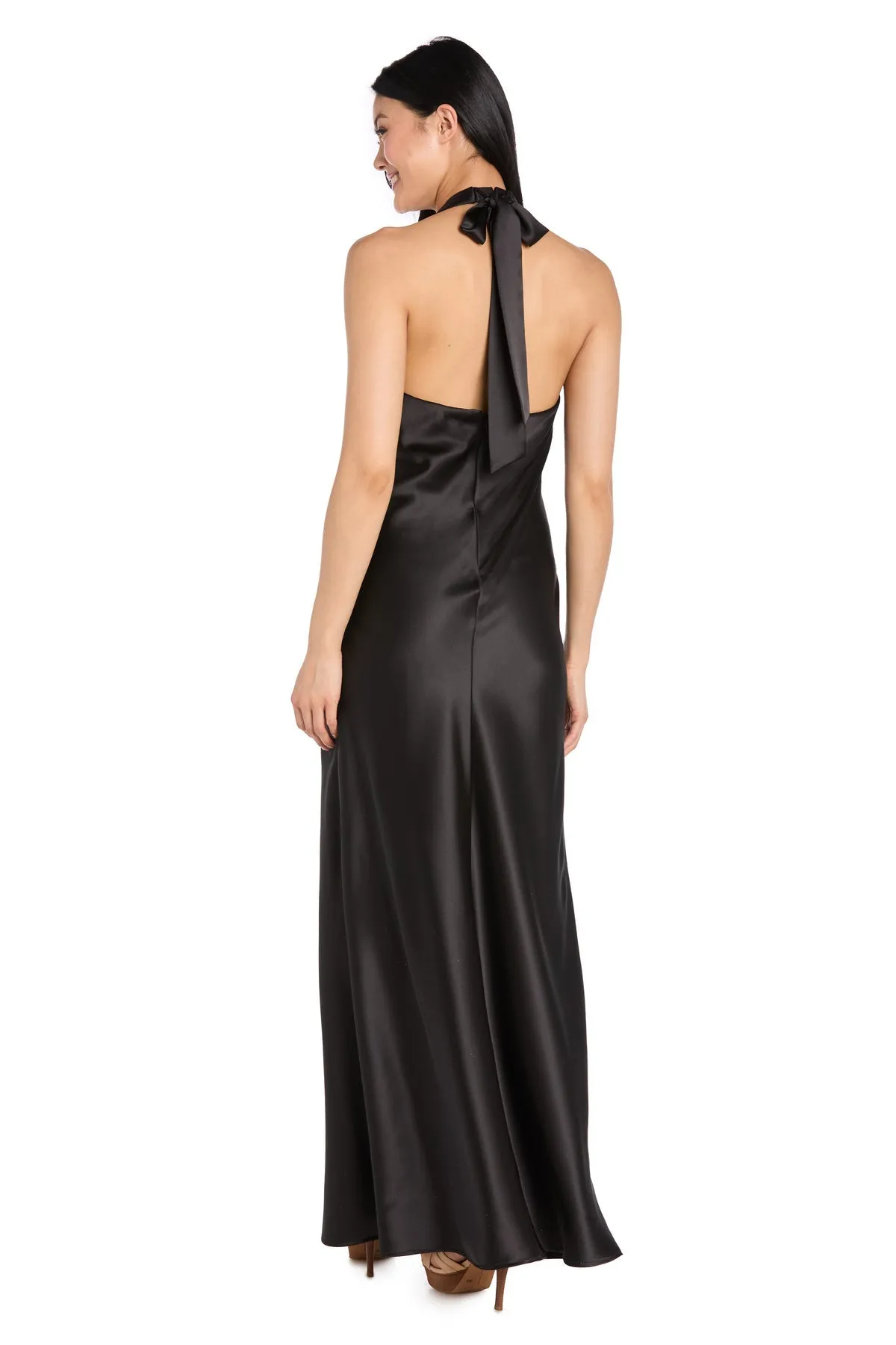 Black Satin Halter Formal Dress: R&M Richards 3773 sold by PromGirl product image thumbnail 2