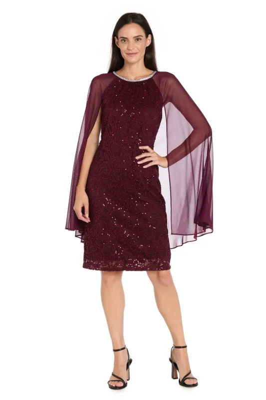 Knee-Length Cape Party Dress: R&M Richards 3864 sold by PromGirl