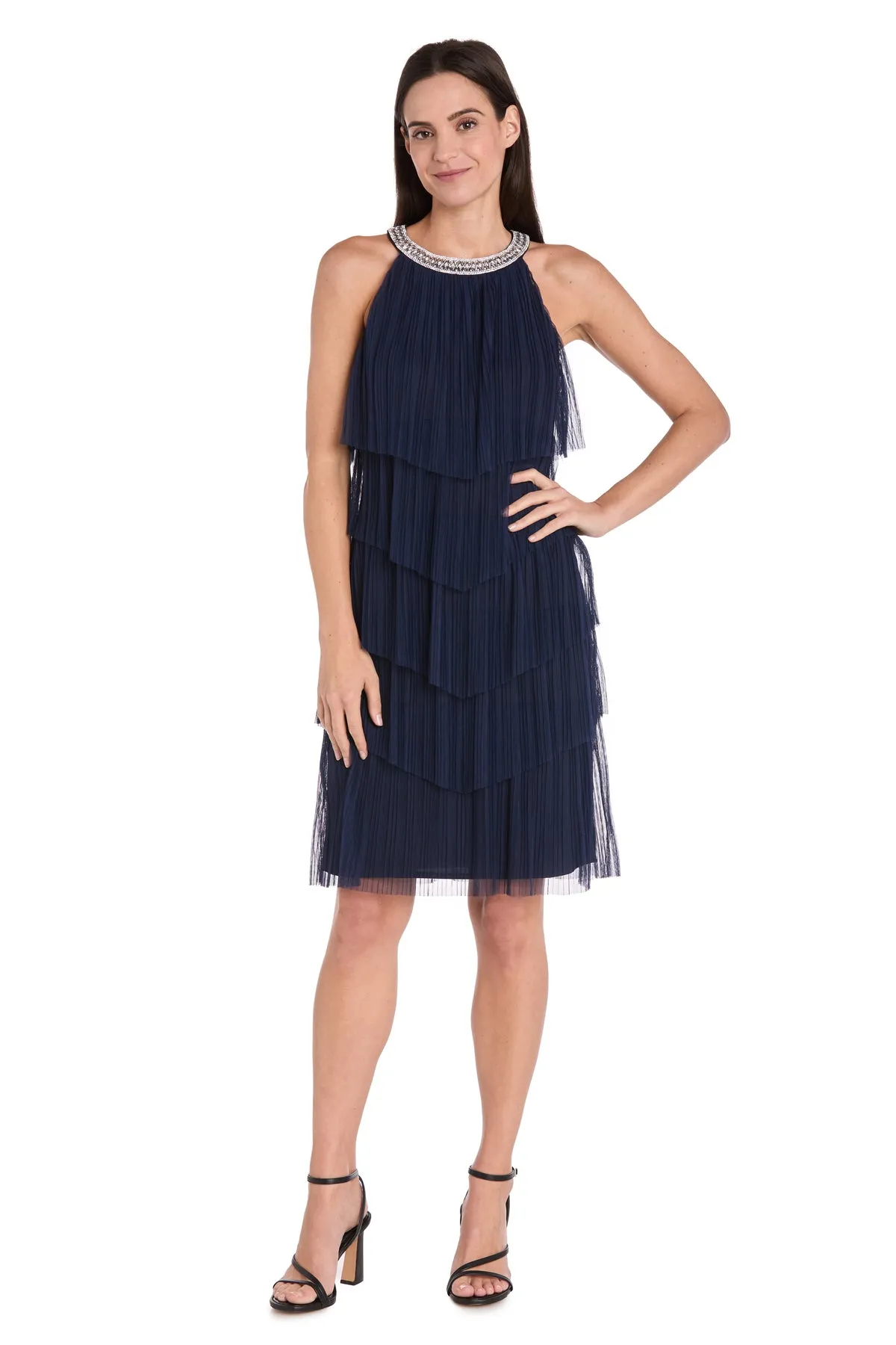 Petite Short Navy Party Dress: R&M Richards 3744P sold by PromGirl