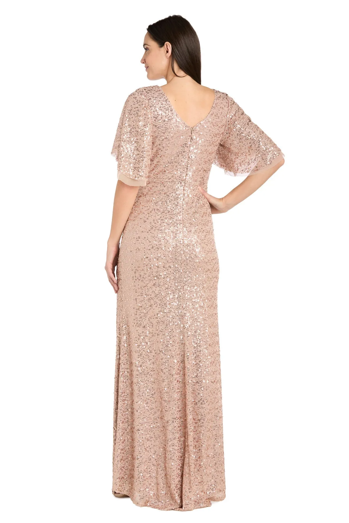 Rose Gold Sequin Formal Dress: R&M Richards 1011 sold by PromGirl product image thumbnail 2