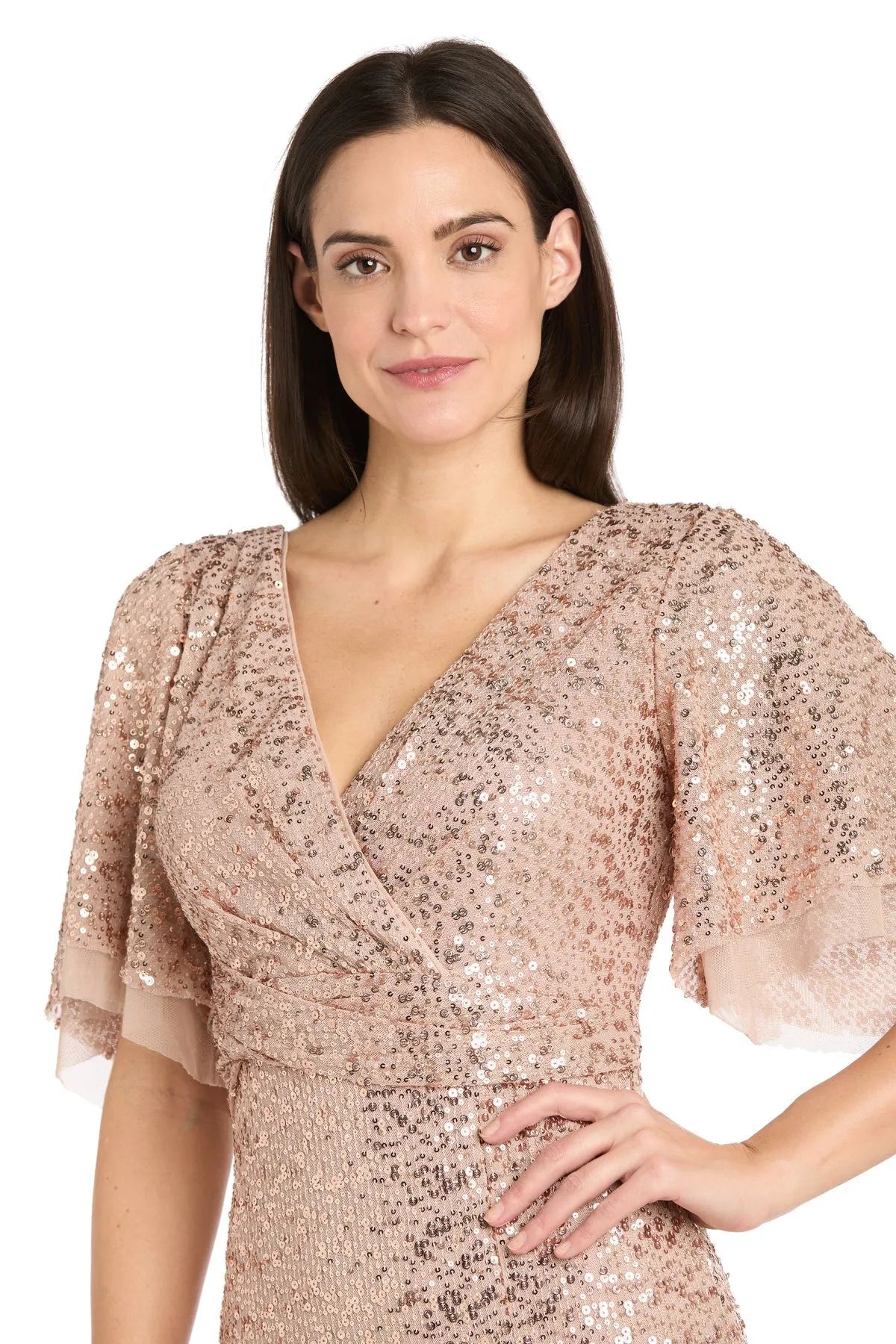 Rose Gold Sequin Formal Dress: R&M Richards 1011 sold by PromGirl product image thumbnail 3