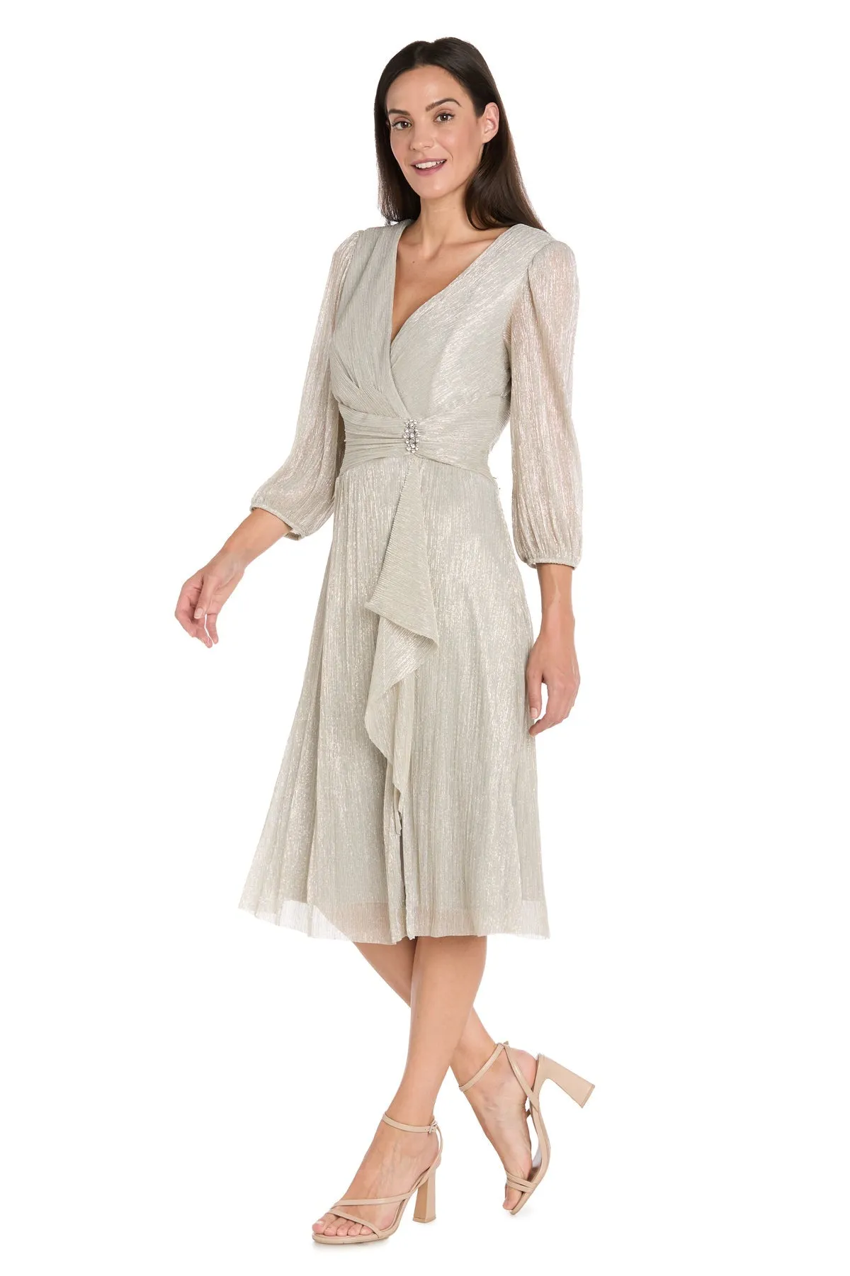 Metallic Knee-Length Party Dress: R&M Richards 3741 sold by PromGirl product image thumbnail 5