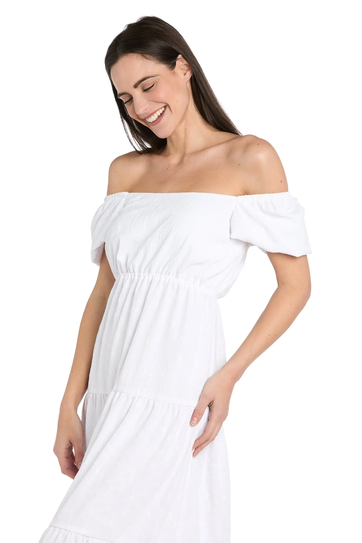 Tea-Length White Party Dress: R&M Richards 6669 sold by PromGirl product image thumbnail 3