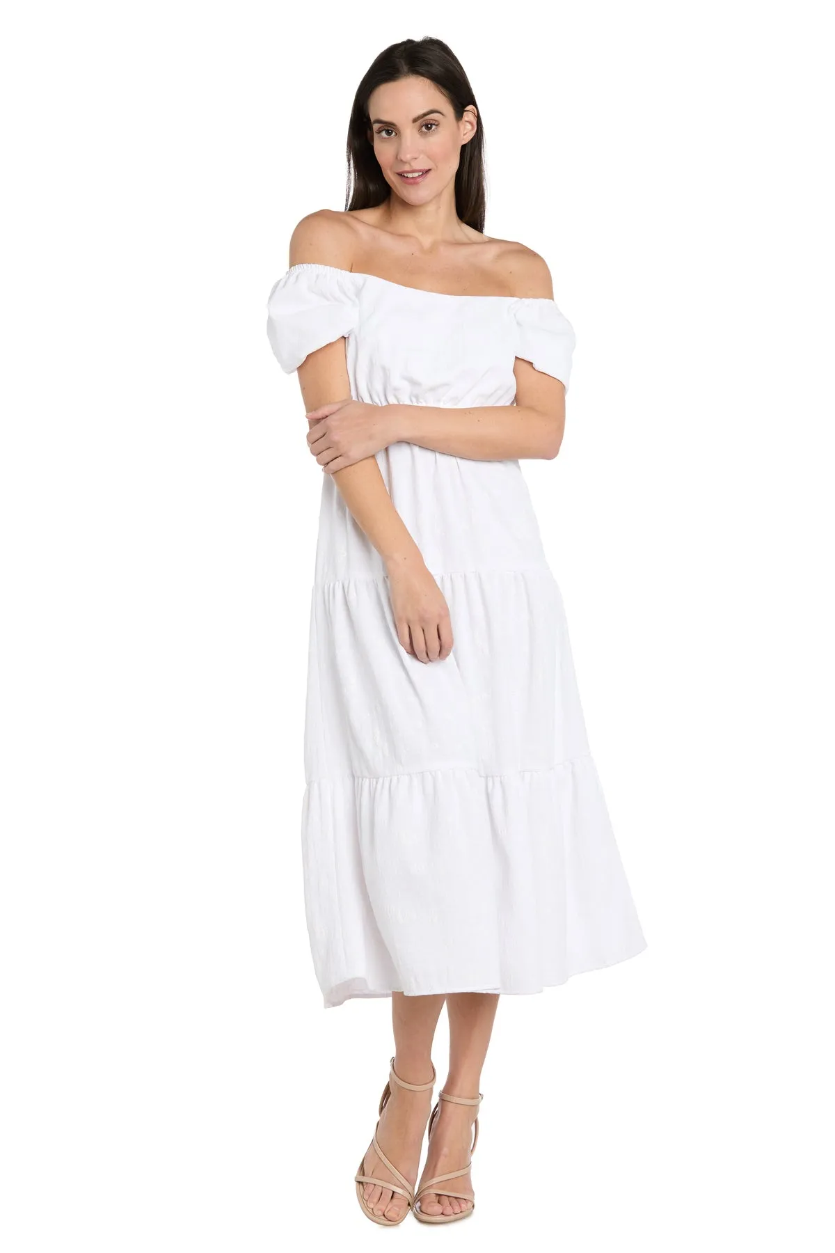 Tea-Length White Party Dress: R&M Richards 6669 sold by PromGirl product image thumbnail 4