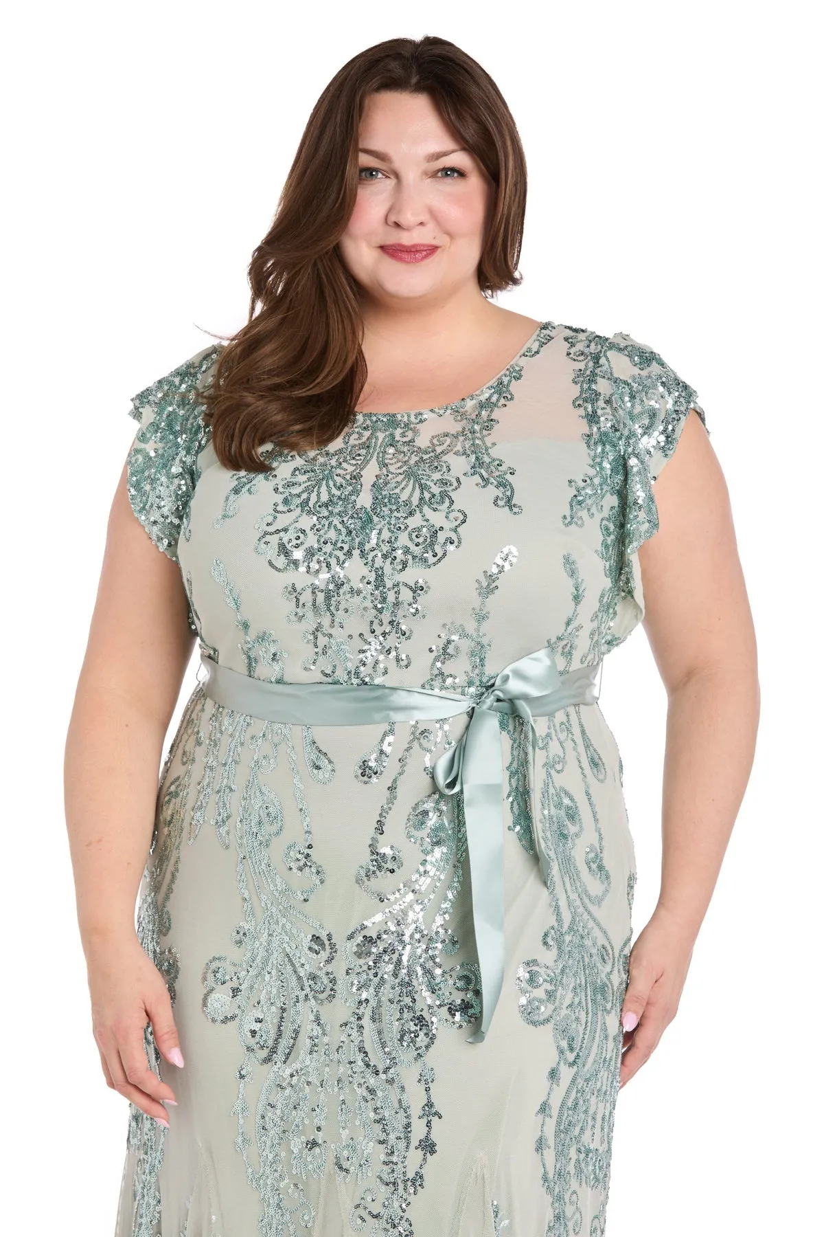 Plus-Size Sage Green Formal Dress: R&M Richards 3465W sold by PromGirl product image thumbnail 3