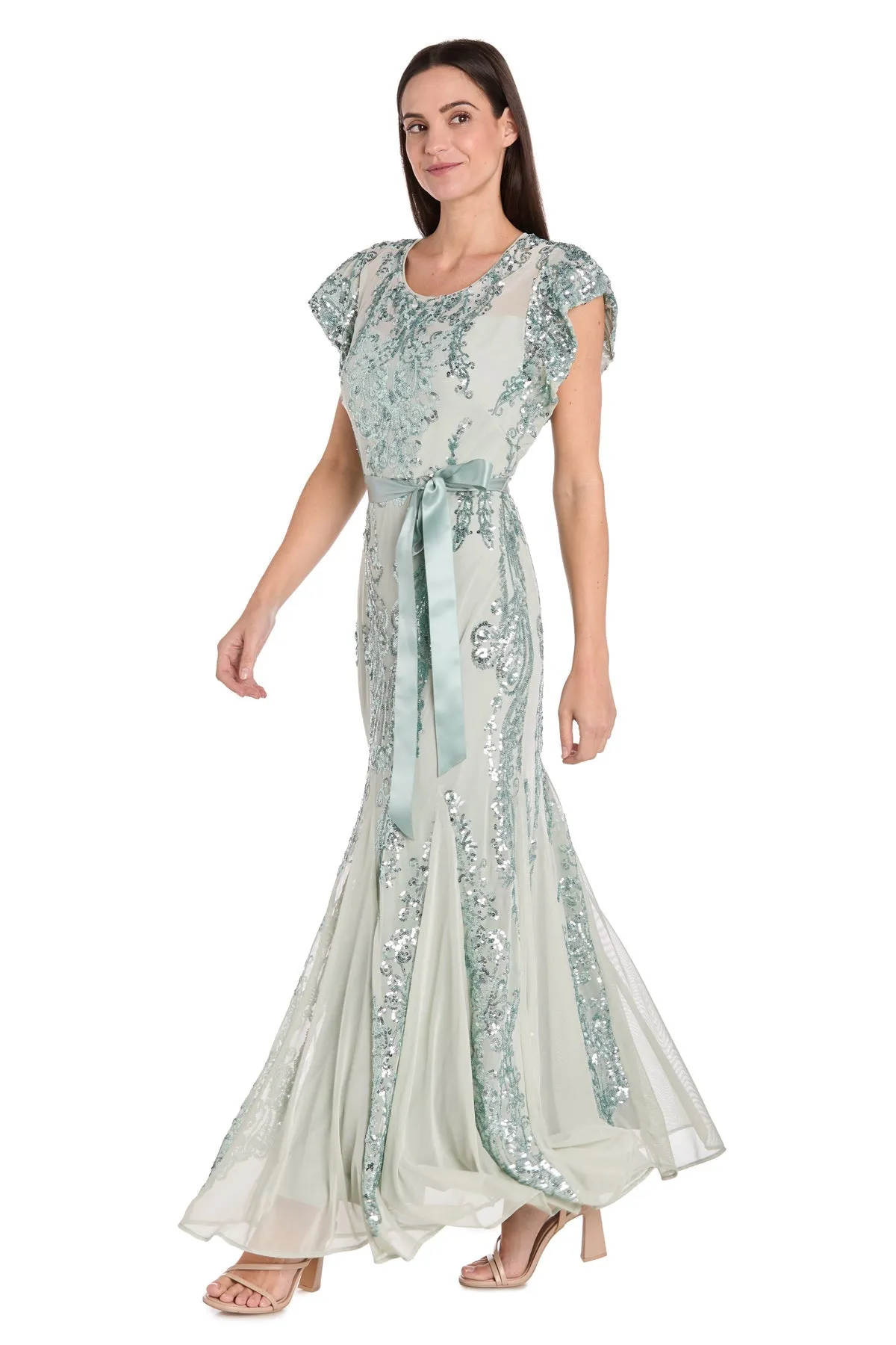 Petite Long Sage Formal Dress: R&M Richards 3465P sold by PromGirl product image thumbnail 4