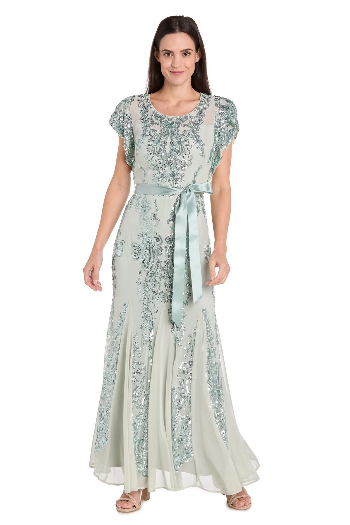 Petite Long Sage Formal Dress: R&M Richards 3465P sold by PromGirl