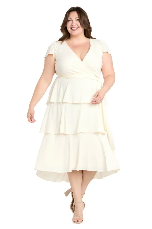 Plus-Size White Party Dress: R&M Richards 6677W sold by PromGirl