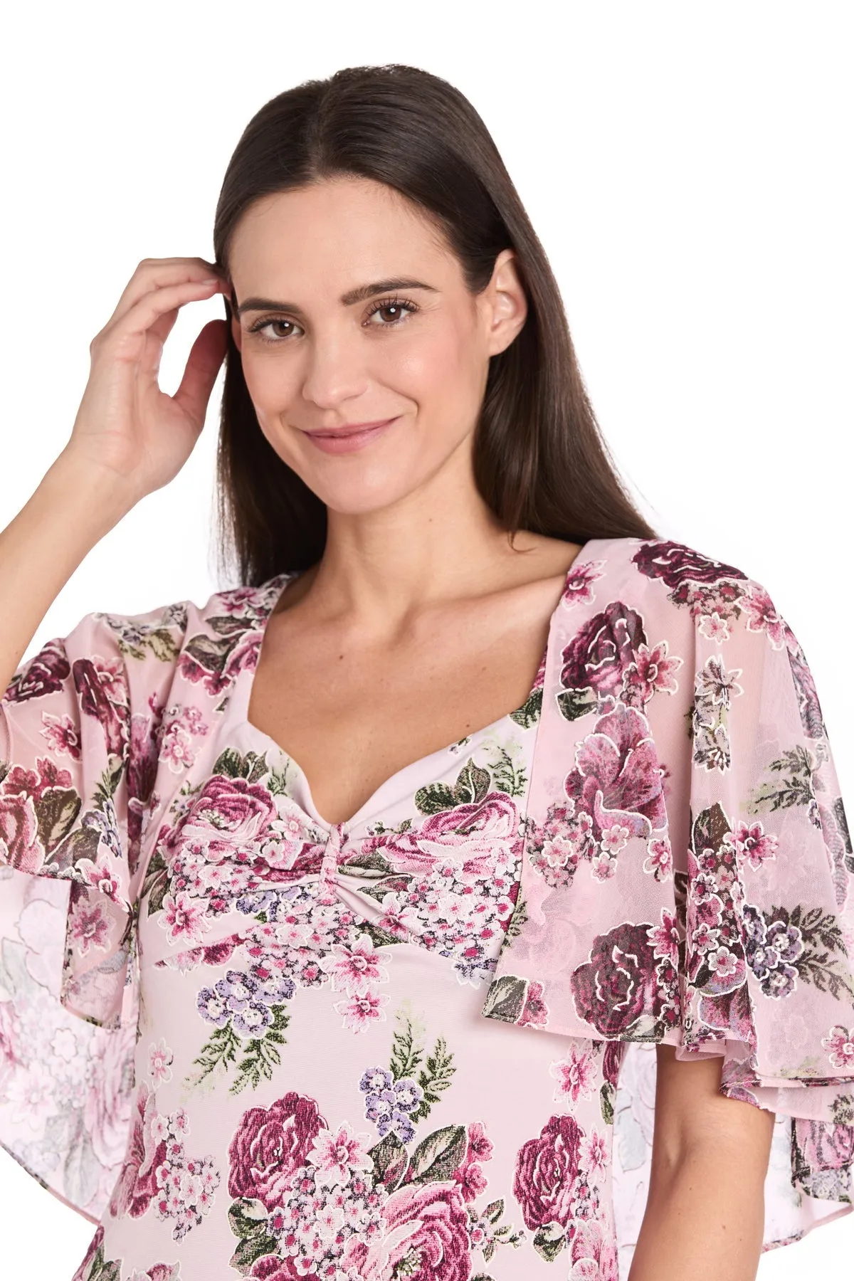 Modest Pink Print Party Dress: R&M Richards 3467 sold by PromGirl product image thumbnail 3