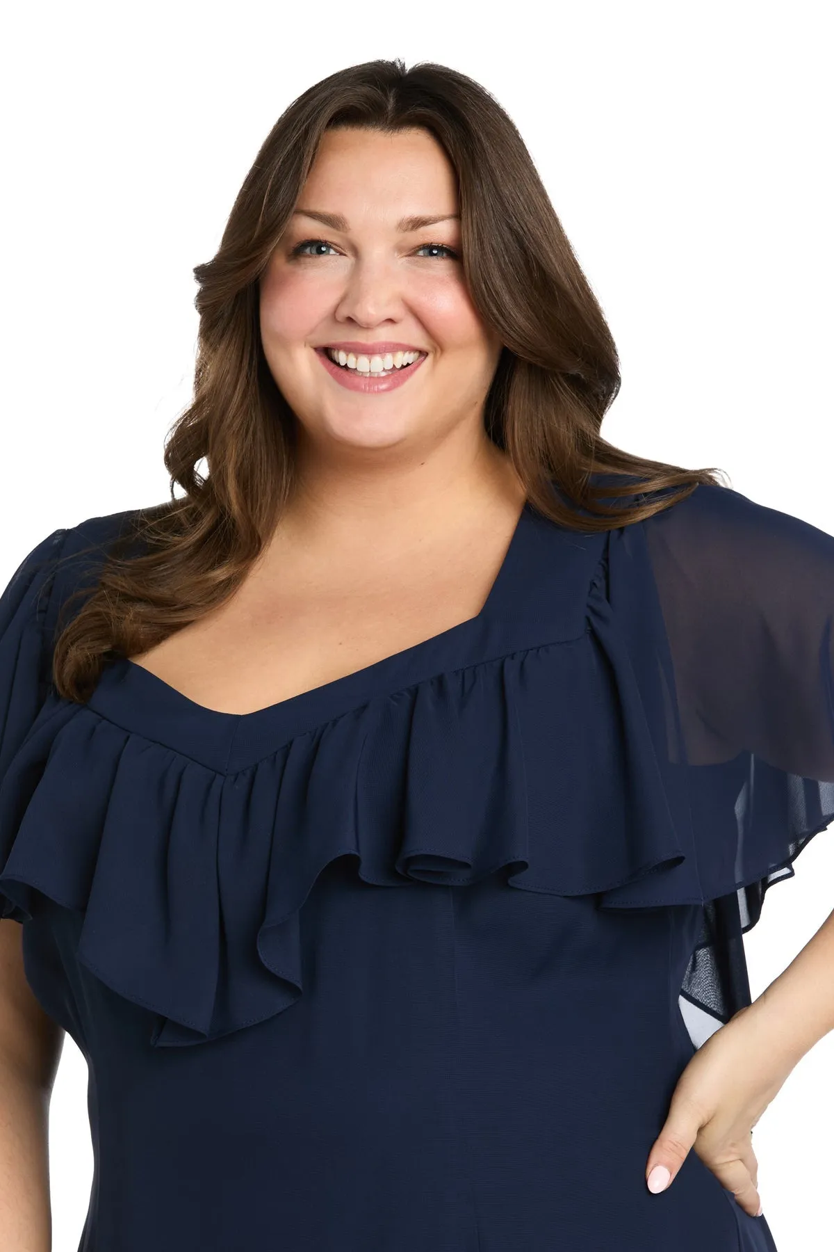 Plus-Size Navy Party Dress: R&M Richards 4054W sold by PromGirl product image thumbnail 3