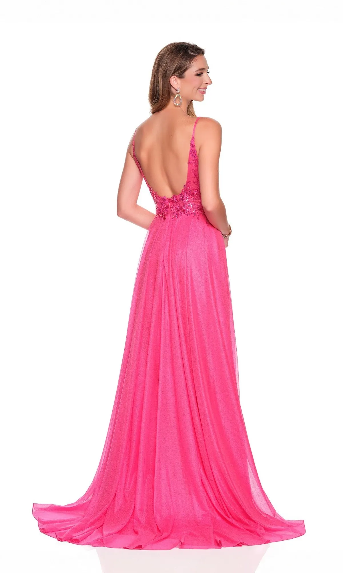 Flowy Hot Pink Prom Dress: Dave and Johnny 12570 sold by PromGirl product image thumbnail 2