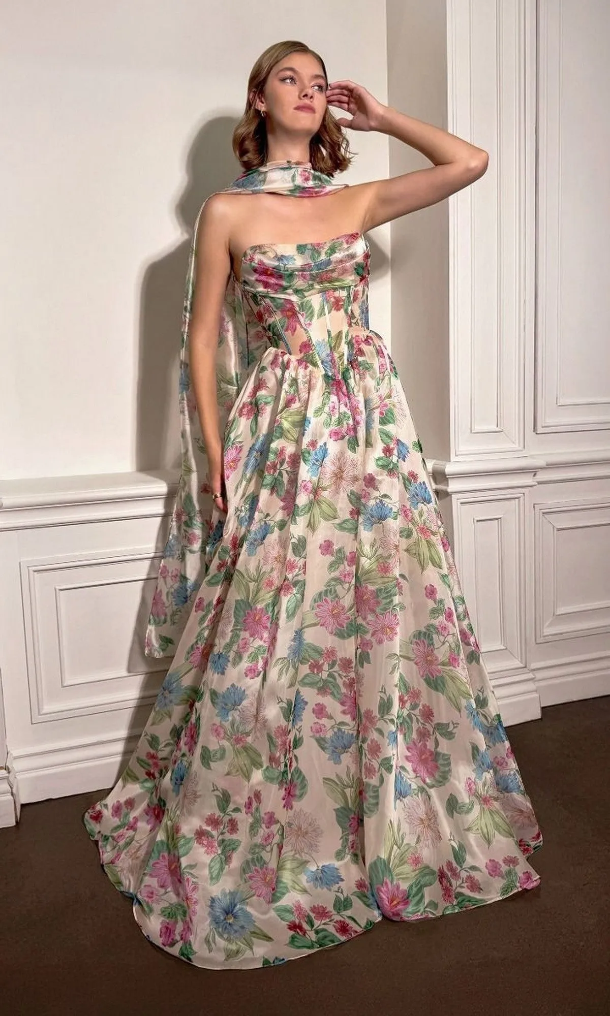Long Floral-Print Prom Dress: Andrea and Leo A1425 sold by PromGirl product image thumbnail 4