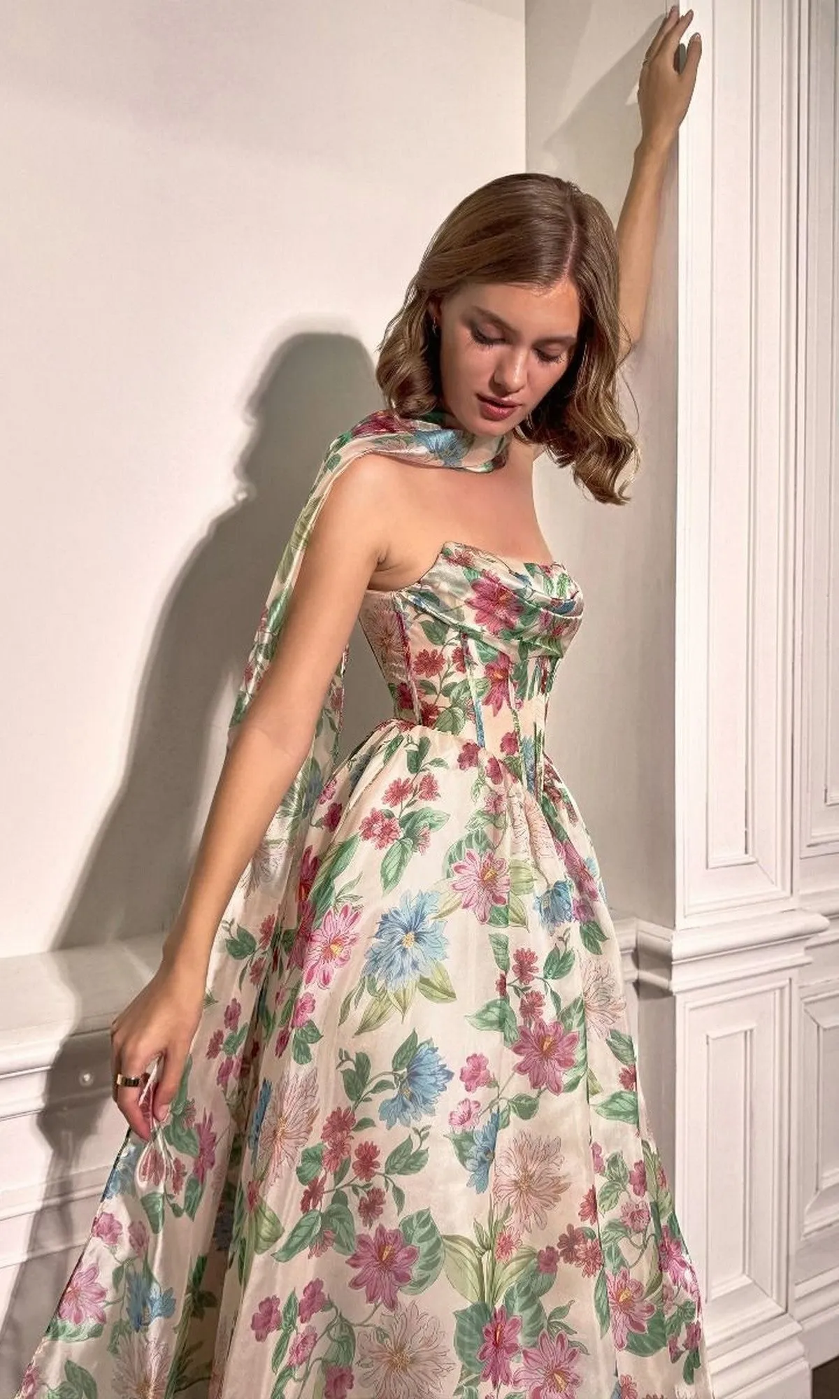 Long Floral-Print Prom Dress: Andrea and Leo A1425 sold by PromGirl product image thumbnail 5