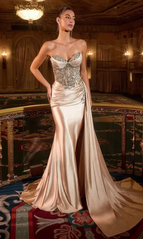 Beaded-Corset Strapless Prom Gown: Ladivine KV1131 sold by PromGirl