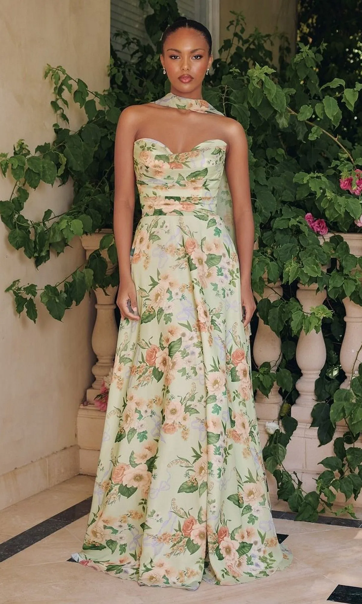 Strapless Long Print Prom Dress: Amoris T717 sold by PromGirl