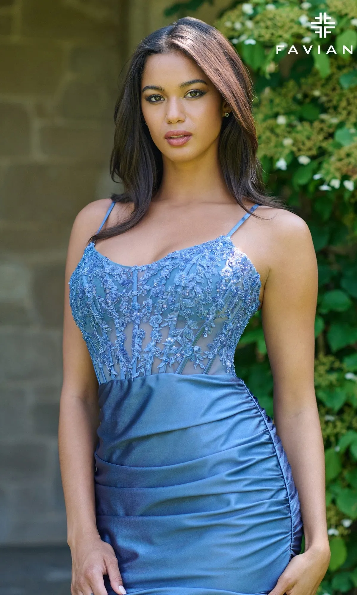 Sheer Lace Corset Long Prom Dress: Faviana 11433 sold by PromGirl product image thumbnail 4