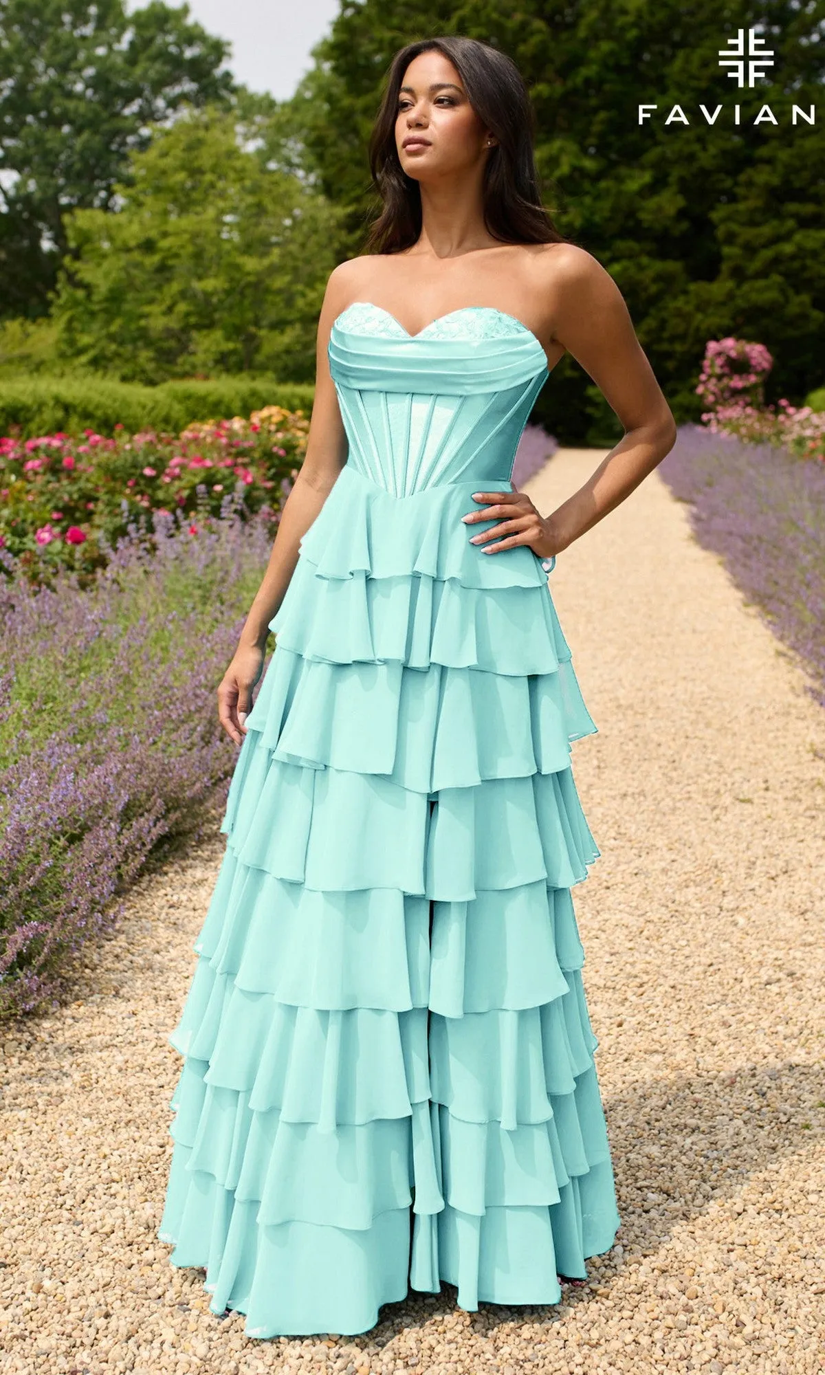 Strapless Long Ruffled Prom Gown: Faviana 11436 sold by PromGirl product image thumbnail 4