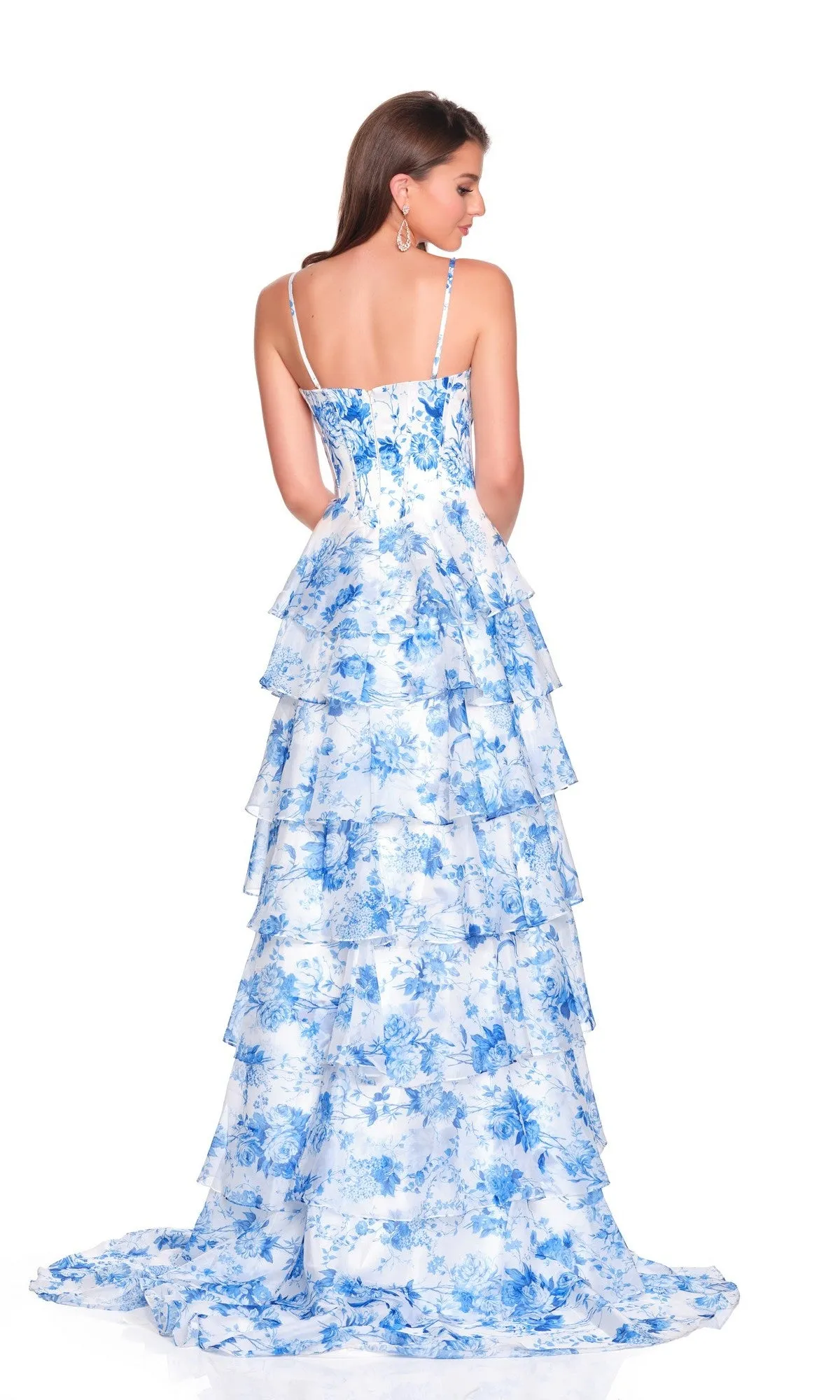 Ruffled Long Print Prom Dress: Dave & Johnny 12720 sold by PromGirl product image thumbnail 2
