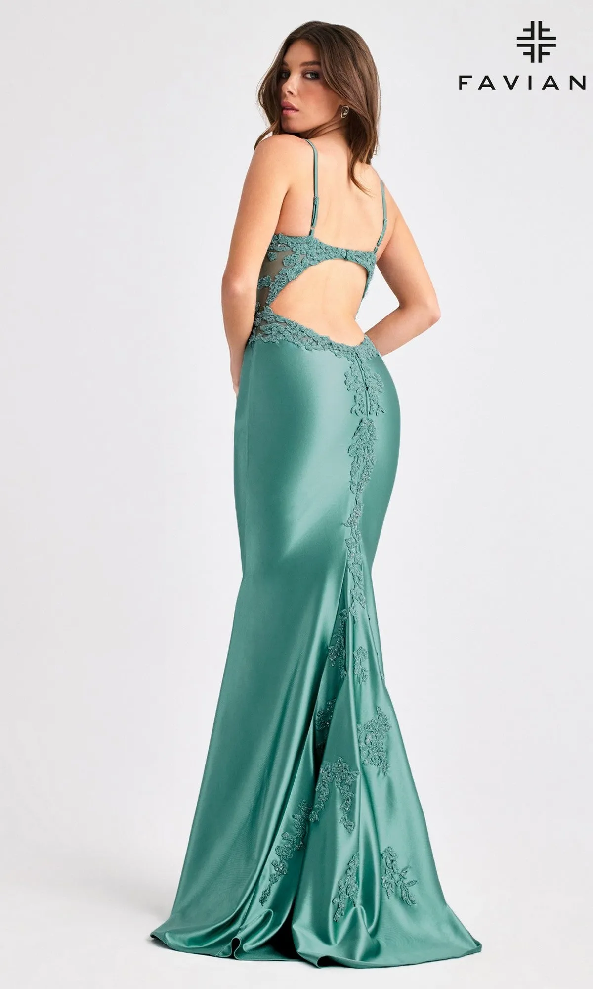 Cut-Out Long Satin Prom Dress: Faviana 11403 sold by PromGirl product image thumbnail 2