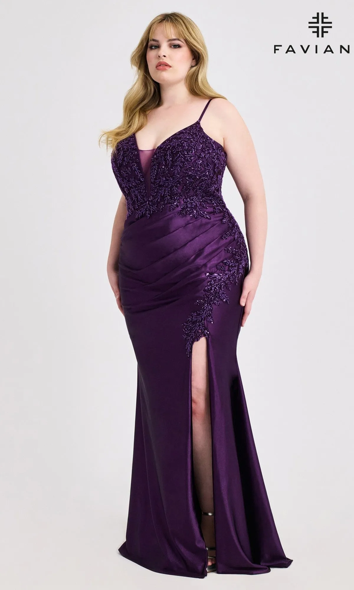 Plus-Size Beaded-Bodice Prom Gown: Faviana 9608 sold by PromGirl product image thumbnail 3