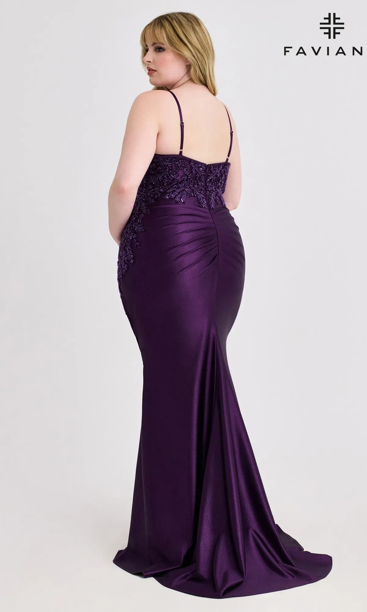 Plus-Size Beaded-Bodice Prom Gown: Faviana 9608 sold by PromGirl product image thumbnail 2